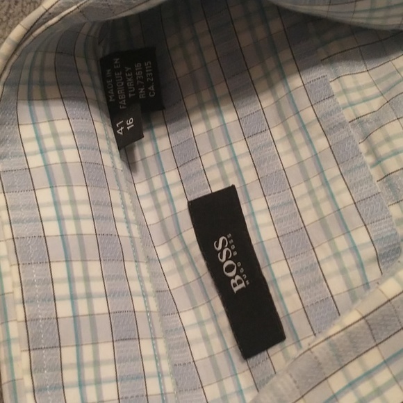 Hugo Boss Dress Shirt. Blue checkered. Size 16. - Picture 2 of 3